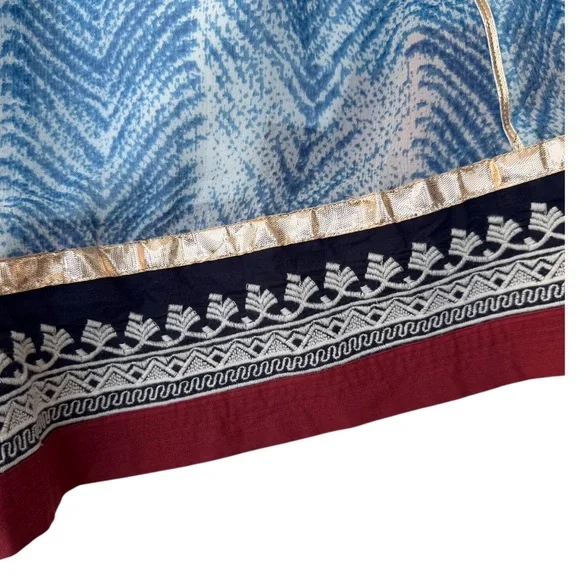 Soft Surroundings Size L (14/16) Rhoda Blue Chevron Embroidered Boho Maxi Skirt - Picture 7 of 13